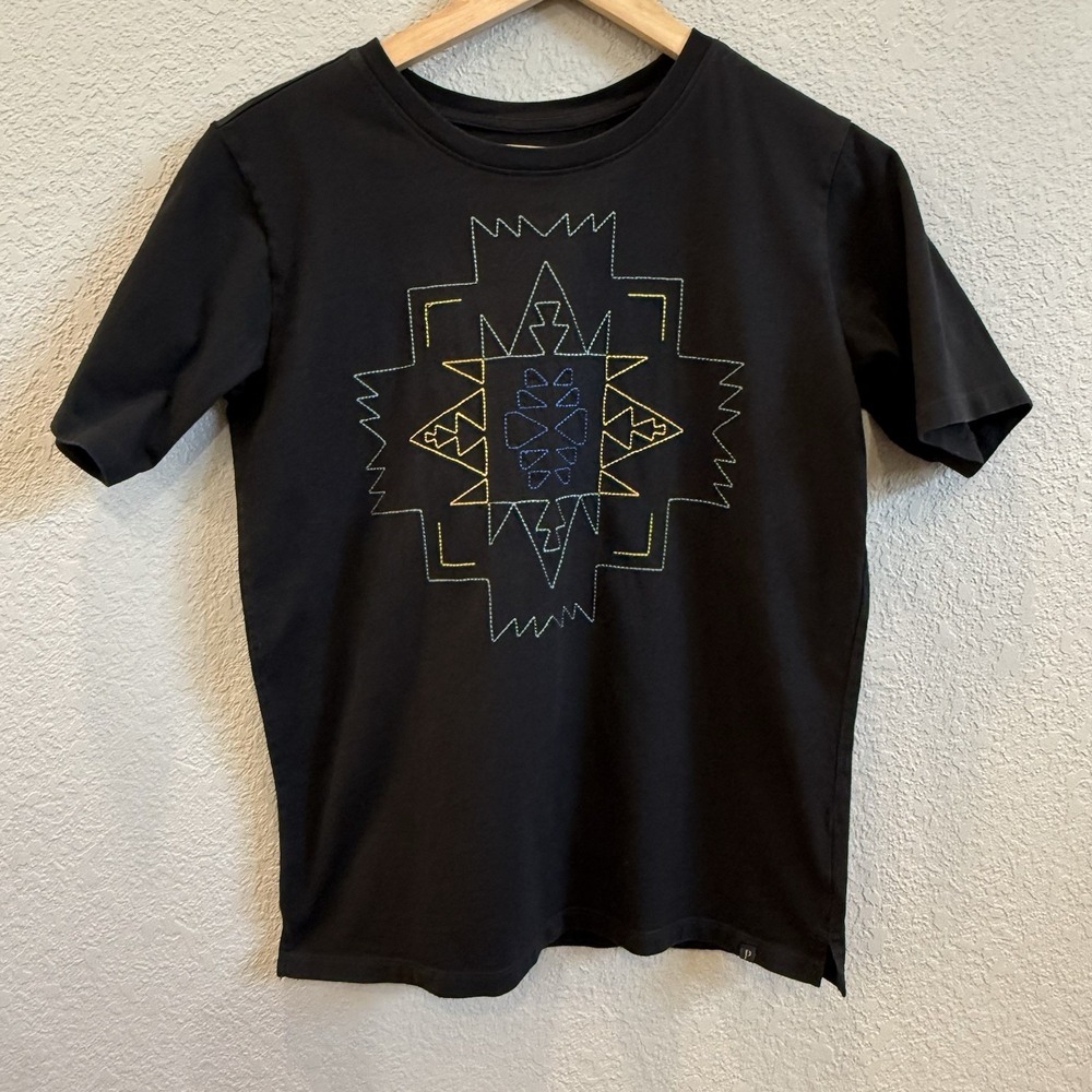 Pendleton t-shirt Black Aztec Geometric Embroidery Mens S